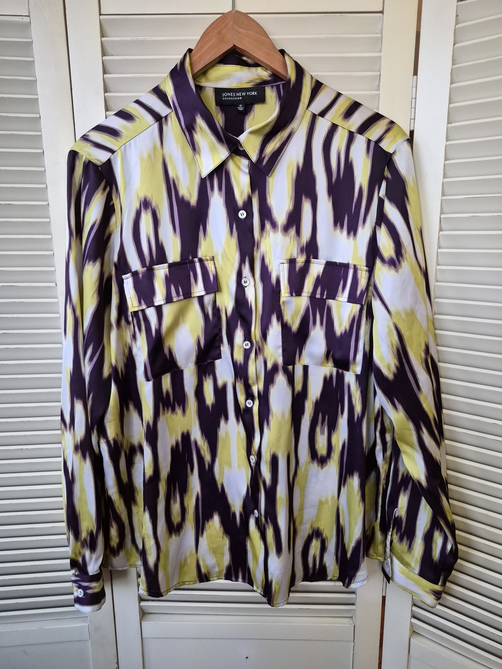 Jones New York Yellow & Purple Blouse Size 12